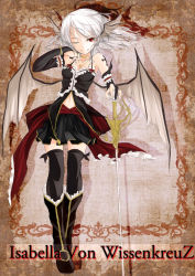 Rule 34 | 1girl, dress, nanahara fuyuki, original, solo, sword, thighhighs, vampire, weapon, wings