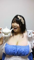 Rule 34 | 1girl, asian, breasts, cleavage, fat, hoshima mika, huge breasts, photo (medium), solo