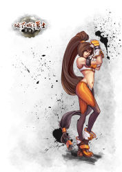 Rule 34 | 00s, 1girl, absurdly long hair, boots, brown hair, dungeon and fighter, fighter (dungeon and fighter), fingerless gloves, gloves, long hair, solo, thighhighs, thong, very long hair