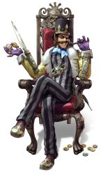 Rule 34 | absurdres, chair, coin, hat, highres, kawano takuji, lord geo dampierre, male focus, money, namco, official art, soul calibur, soulcalibur v