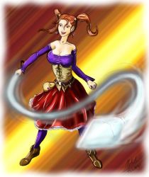 Rule 34 | action, dragon quest, dragon quest viii, highres, jessica albert, red hair, skirt, solo, square enix, twintails, whip, whipping