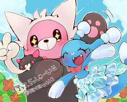 Rule 34 | + +, ^ ^, animal focus, arm up, artist name, bewear, black eyes, blue sky, blush, brionne, bush, closed eyes, cloud, creatures (company), day, facing viewer, fangs, flower, flower necklace, game freak, gen 7 pokemon, hand up, happy, holding, holding pokemon, incoming hug, japanese text, lei, motion lines, nintendo, no humans, open mouth, outdoors, outline, outstretched arms, pawpads, pokemon, pokemon (creature), pyukumuku, red flower, shira (sirairo116), signature, sky, smile, spread arms, squeezing, standing, straight-on, translation request, trembling, twitter username, upper body, v, waving, white outline