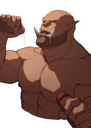 Rule 34 | 3boys, abs, bald, bara, beard, completely nude, cropped torso, cum, cum in mouth, dark skin, erection, facial, facial hair, fangs, garrosh hellscream, group sex, highres, large pectorals, male focus, mature male, mmm threesome, monster boy, multiple boys, muscular, muscular male, nipples, nude, orc, pectorals, penis, penis grab, pointy ears, ryker, stomach, stubble, threesome, tongue, uncensored, warcraft, world of warcraft, yaoi