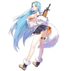 Rule 34 | 1girl, arm strap, ass, bikini, bikini top only, blue hair, boots, breasts, blowing bubbles, eyewear on head, from side, full body, fur trim, girls&#039; frontline, large breasts, long hair, looking at viewer, m249 saw (arctic fox) (girls&#039; frontline), m249 saw (girls&#039; frontline), o-ring, off shoulder, official alternate costume, official art, panties, parted bangs, pleated skirt, pom pom (clothes), sheska xue, sideboob, single sidelock, skirt, sleeves past wrists, solo, star (symbol), strap gap, sunglasses, swimsuit, tattoo, thigh strap, transparent background, underwear, very long hair, white panties, yellow eyes