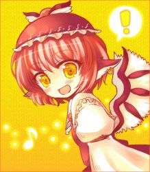 Rule 34 | !, 1girl, 23, 23 (candy chapus), animal ears, earrings, female focus, hat, jewelry, looking back, musical note, mystia lorelei, open mouth, pink hair, solo, touhou, wings, yellow eyes