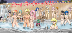 Rule 34 | 2012, 6+boys, 6+girls, applejack, ass, ass grab, big macintosh, blue hair, bonbon (my little pony), bottle, braeburn, breasts, casual nudity, celestia (my little pony), character request, cleft of venus, completely nude, dark-skinned female, dark skin, derpy hooves, everyone, female pubic hair, fluttershy, gilda, green eyes, green hair, gummy (my little pony), happy new year, highres, john joseco, looking at breasts, luna (my little pony), lyra heartstrings, mayor mare, mr cake (my little pony), multicolored hair, multiple boys, multiple girls, my little pony, my little pony: friendship is magic, new year, nipples, nude, octavia melody, onsen, pink hair, pinkie pie, pubic hair, rainbow dash, rainbow hair, rarity (my little pony), sake bottle, shy, sitting, soarin, spike (my little pony), spitfire (my little pony), towel, trixie lulamoon, twilight sparkle, two-tone hair, vapor, vinyl scratch, water, white hair, zecora