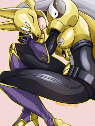 Rule 34 | armor, breasts, digimon, fox mask, gloves, grey hair, japanese clothes, large breasts, long hair, mask, non-web source, purple lips, sakuyamon