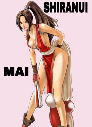 Rule 34 | 1girl, breasts, character name, fatal fury, highres, large breasts, ponytail, shiranui mai, solo
