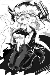 Rule 34 | 10s, 1girl, 2014, abyssal ship, blush, bodysuit, breasts, covered navel, dated, greyscale, hands on own chest, hat, iroyopon, kantai collection, kneeling, looking at viewer, monochrome, navel, short hair with long locks, sketch, solo, wo-class aircraft carrier