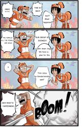 Rule 34 | 2boys, absurdres, clownfish, comic, coral, coral reef, english text, fins, fish, fish costume, gloves, green eyes, highres, multiple boys, nesz r, ocean, original, short sleeves, underwater