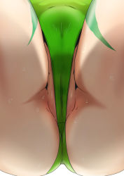 Rule 34 | 1girl, ass, cameltoe, cammy white, camouflage, close-up, crotch, from below, greco roman (spiral brain), highres, leotard, partially visible vulva, solo, street fighter, sweat, sweatdrop, thighs