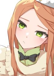 Rule 34 | 1girl, black bow, black bowtie, bow, bowtie, closed mouth, etie (fire emblem), fcgc (friedalwaysgood), fire emblem, fire emblem engage, green eyes, head tilt, highres, long hair, looking at viewer, nintendo, one-hour drawing challenge, orange hair, portrait, swept bangs