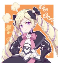 Rule 34 | 1girl, blonde hair, bow, drill hair, elise (fire emblem), european clothes, fire emblem, fire emblem fates, gloves, hair bow, hiyori (rindou66), looking at viewer, nintendo, pout, purple eyes, solo, twin drills
