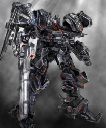 Rule 34 | armored core, armored core: nexus, genobee, gun, highres, holding, holding gun, holding weapon, looking at viewer, mecha, no humans, robot, weapon, yossy project