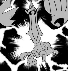 Rule 34 | aegislash, anger vein, angry, apios, bad id, bad pixiv id, creatures (company), floating, full body, game freak, gen 2 pokemon, gen 6 pokemon, greyscale, looking at another, looking down, monochrome, nervous, nintendo, no humans, one-eyed, pokemon, pokemon (creature), shuckle, sketch, sweat, sword, two-tone background, weapon