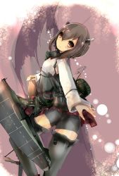 Rule 34 | 10s, 1girl, arikio, ass, back, bad id, bad pixiv id, bike shorts, bike shorts under skirt, blush, boots, bow (weapon), brown eyes, brown hair, crossbow, flat chest, flight deck, headband, headgear, highres, kantai collection, personification, pleated skirt, short hair, shorts, shorts under skirt, skirt, smile, solo, taihou (kancolle), thigh boots, thighhighs, weapon
