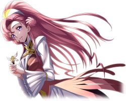 Rule 34 | 1girl, artist request, breasts, cleavage, cleavage cutout, clothing cutout, code geass, code geass: lost stories, dress, dutch angle, euphemia li britannia, female focus, game cg, hair bun, hairband, hands up, happy, holding, long hair, long sleeves, looking at viewer, medal, medium breasts, non-web source, official art, own hands together, parted lips, pink dress, pink hair, purple eyes, simple background, smile, solo, standing, teeth, transparent background, two-tone dress, very long hair, white dress, white hairband, wide sleeves