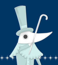 Rule 34 | 00s, blue background, blue hat, cane, capelet, creature, excalibur (soul eater), hat, holding, long sleeves, looking at viewer, no humans, outline, simple background, soul eater, sparkle, top hat, upper body, white outline