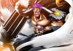 Rule 34 | 1boy, amputee, epaulettes, image sample, male focus, muscular, n o f, nof, one piece, one piece film: z, pixiv sample, prosthesis, prosthetic arm, purple hair, resized, solo, sunglasses, topless male, zephyr (one piece)
