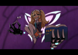 Rule 34 | 10s, 1girl, blonde hair, blue eyes, book, detached wings, disembodied limb, ehz02, glasses, hat, histoire, long hair, looking at viewer, neptune (series), solo, twintails, wings