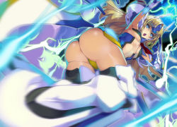 Rule 34 | 1girl, :o, akaga hirotaka, anus, anus peek, arm up, armor, armpits, ass, blazblue, blonde hair, blue eyes, blurry, breasts, c-string, center opening, chestnut mouth, duplicate, dutch angle, elbow gloves, electricity, floating hair, forehead protector, from below, gloves, glowing, greaves, huge ass, long hair, mecha musume, mechanical wings, motion blur, mu-12, navel, neon trim, official art, open mouth, parted bangs, robot ears, small breasts, smoke, solo, strapless bottom, thighhighs, thong, underboob, very long hair, weapon, wings