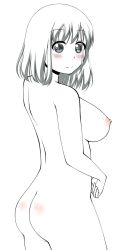 Rule 34 | 1girl, blush, character request, highres, monochrome, nude, saki (manga), tagme