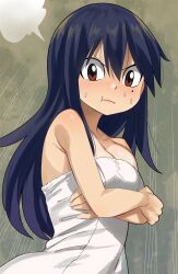Rule 34 | 1girl, bare shoulders, breasts, cleavage, colorized, eden&#039;s zero, gaston18, highres, homura kogetsu, large breasts, long hair, mashima hiro, pout, solo, towel