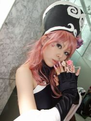 Rule 34 | cosplay, dakki, elbow gloves, fingerless gloves, gloves, houshin engi, photo (medium), pink hair, silly hat, takizawa kazuya