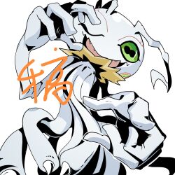 Rule 34 | digimon, digimon (creature), green eyes, highres, keramon, simple background, solo, tentacles, white background