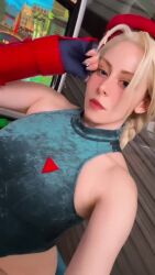 Rule 34 | 1girl, animated, ass, bare shoulders, blonde hair, braid, breasts, cammy white, cammy white (cosplay), cosplay, curvy, fingerless gloves, gloves, hat, highleg, highleg leotard, italian (nationality), large breasts, leotard, lips, long hair, looking at viewer, photo (medium), real life, revealing clothes, selfie, skindentation, sleeveless, smile, sound, standing, street fighter, tagme, thong leotard, twin braids, very long hair, video, wide hips, yuriko tiger