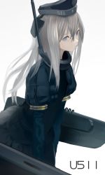 Rule 34 | 10s, 1girl, absurdres, bad id, bad twitter id, black pantyhose, blonde hair, blue eyes, character name, cropped jacket, garrison cap, hat, highres, kantai collection, kineshin, long hair, military, military uniform, pantyhose, puffy sleeves, solo, swimsuit, u-511 (kancolle), uniform