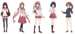Rule 34 | 5girls, atarashi ako, bare legs, female focus, jacket, long sleeves, matsumi kuro, multiple girls, naked jacket, no pants, saki (manga), takakamo shizuno, track jacket