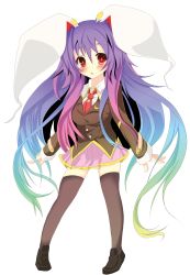 Rule 34 | 1girl, absurdres, animal ears, rabbit ears, female focus, full body, gradient hair, highres, long hair, multicolored hair, purple hair, red eyes, reisen udongein inaba, skirt, solo, standing, sukage, thighhighs, touhou, transparent background, zettai ryouiki