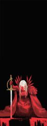 Rule 34 | 1girl, armor, blood, cape, edelgard von hresvelg, fire emblem, fire emblem: three houses, gloves, hair ornament, highres, long hair, nintendo, silver hair, simple background, soramame (corndog), sword, weapon