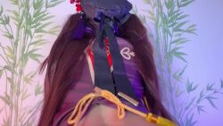 Rule 34 | aerytiefling, animated, ass, audible music, bra, breasts, cosplay, genshin impact, highres, hu tao (genshin impact), hu tao (genshin impact) (cosplay), jiangshi, masturbation, panties, pussy, real life, small breasts, sound, tagme, underwear, video, zombie