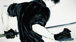 Rule 34 | 1boy, black shirt, blurry, clenched hand, from behind, gloves, hidden face, holding, holding sword, holding weapon, katana, kirisame ga furu mori, male focus, out of frame, psk, shirt, sleeves rolled up, solo, suga koutarou, sword, upper body, weapon