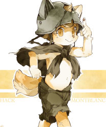 Rule 34 | 1boy, animal ears, brown eyes, cape, character name, child, cross scar, cyber connect 2, dog ears, dog tail, ears through headwear, furry, furry male, hack montblanc, helmet, highres, little tail bronx, male focus, navel, nemui (nemuriyagi), scar, senjou no fuuga, shorts, smile, solo, tail, topless male