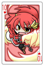Rule 34 | card, card (medium), fang, hair ornament, pixiv fantasia, pixiv fantasia 5, playing card, red hair, solo, yanagi (nurikoboshi), yellow eyes