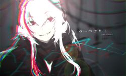 Rule 34 | 1girl, absurdres, character name, chromatic aberration, girls&#039; frontline, grin, hair between eyes, highres, lens flare, long hair, looking at viewer, m4 sopmod ii (girls&#039; frontline), parted lips, red eyes, sidelocks, smile, solo, upper body, white hair, yui (92935941)