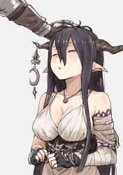 Rule 34 | 10s, 1girl, bandages, bare shoulders, black gloves, black hair, breasts, cleavage, collarbone, danua, demon girl, demon horns, draph, dress, fingerless gloves, gloves, granblue fantasy, hand on another&#039;s head, head pat, headpat, horn ornament, horns, jewelry, large breasts, long hair, necklace, pendant, pointy ears, pov, pov hands, sash, shibasaki shouji, simple background, solo focus, very long hair, white dress