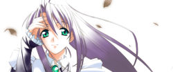 Rule 34 | f-ism, green eyes, long hair, maid, murakami suigun, portrait, purple hair, solo, tagme, white background
