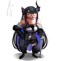 Rule 34 | 1boy, absurdres, artist name, bags under eyes, bare shoulders, belt, black bow, black footwear, black gloves, black hair, blunt bangs, boots, bow, charles muntz, chin, chin dimple, commentary, cosplay, dimple, full body, fur trim, gloves, grin, hair between eyes, hand on own hip, high heels, highres, holding, holding microphone, hololive, hololive english, horns, jamwes, jewelry, long hair, male focus, microphone, mole, multicolored hair, nerissa ravencroft, nerissa ravencroft (cosplay), old, old man, sidelocks, signature, simple background, skirt, smile, solo, standing, teeth, thick eyebrows, thigh boots, two-tone hair, up (disney), very long hair, virtual youtuber, white background, wrinkled skin