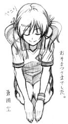Rule 34 | 1girl, aoi sora (pairan), bad id, bad pixiv id, face, greyscale, hair ornament, hairclip, kneeling, looking down, monochrome, original, pairan, seiza, shorts, sitting, sketch, soccer uniform, solo, sportswear, translation request, twintails