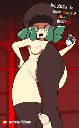 Rule 34 | 1girl, animated, animated gif, artist name, black hat, black thighhighs, blush, breasts, cleft of venus, creatures (company), diives, feet, femdom, footjob, from below, game freak, green eyes, green hair, hand on own hip, hand up, hat, heart, highres, holding, holding poke ball, indoors, leg lift, looking at viewer, looking down, matching hair/eyes, medium breasts, naughty face, nintendo, no shoes, npc trainer, nude, open mouth, patreon logo, patreon username, penis, poke ball, pokemon, pokemon usum, precum, pussy, pussy juice, red background, short hair, simple background, smile, solo, spoken heart, standing, talking, team rainbow rocket, team rainbow rocket grunt, teeth, thick thighs, thighhighs, thighs, uncensored, watermark, wide hips