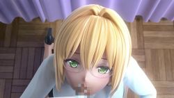 Rule 34 | 1boy, 1girl, 3d, animated, blonde hair, censored, fellatio, glasses, green eyes, highres, looking at viewer, mm-star, oral, penis, pov, sound, tagme, tearju lunatique, to love-ru, to love-ru darkness, video, yuuki rito