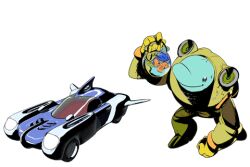 Rule 34 | 1boy, car, diving suit, dolphin, fish, gloves, kyle triton, motor vehicle, official art, promotional art, smile, tailenders, vehicle