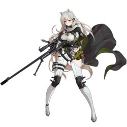 Rule 34 | 1girl, animal ears, ankle strap, anti-materiel rifle, arm under breasts, asymmetrical clothes, asymmetrical pants, bag, bipod, blonde hair, blue eyes, blush, bolt-action rifle, bolt action, braid, breasts, buckle, bullpup, cloak, combat knife, covered navel, cropped jacket, elbow gloves, floating hair, full body, fur-trimmed cloak, fur trim, girls&#039; frontline, glasses, gloves, green-framed eyewear, grey cloak, grey gloves, grey leotard, gun, headset, hip vent, holding, holding gun, holding knife, holding weapon, jacket, knee pads, knife, ksvk (girls&#039; frontline), ksvk 12.7, large breasts, leotard, long hair, looking at viewer, mechanical arms, multiple straps, muzzle device, official art, pandea work, pants, parted lips, pouch, ribbed leotard, rifle, scarf, shoes, sidelocks, single mechanical arm, skindentation, smoke grenade, snap-fit buckle, sniper rifle, solo, thick eyebrows, thigh strap, transparent background, trigger discipline, very long hair, weapon, white jacket, white pants, wind