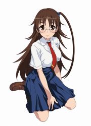 Rule 34 | brown hair, face, glasses, highres, kazakiri hyouka, long hair, school uniform, smile (rz), solo, toaru majutsu no index