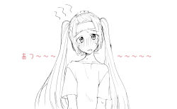 Rule 34 | 1girl, agonasubi, commentary, furrowed brow, hatsune miku, headband, highres, hot, lineart, long hair, looking at viewer, open mouth, shirt, sketch, solo, steam, t-shirt, tears, translated, twintails, upper body, very long hair, vocaloid, white background