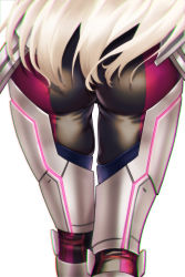 Rule 34 | 1girl, absurdres, alternate form, artist request, ass, ass focus, blonde hair, bodysuit, boots, from behind, head out of frame, highres, long hair, lower body, m (xenoblade), mio (xenoblade), shiny clothes, skin tight, solo, spoilers, thigh boots, thigh gap, thighhighs, thighs, very long hair, view between legs, xenoblade chronicles (series), xenoblade chronicles 3